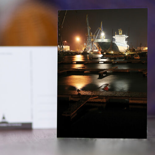 Postkarte Wismar W002: Wismar, Westhafen im Winter