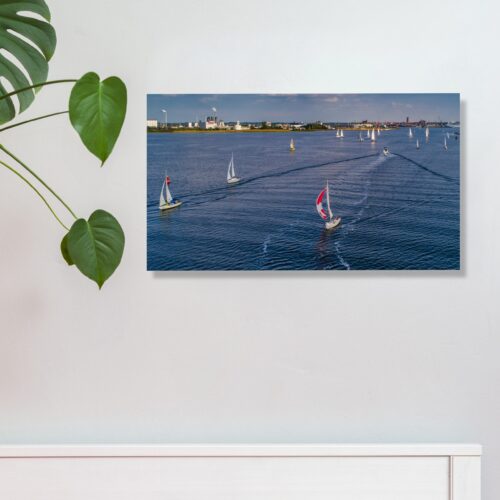 Wandbild W077 Regatta in der Wismarbucht (42 x 24 cm, Kunstdruck)