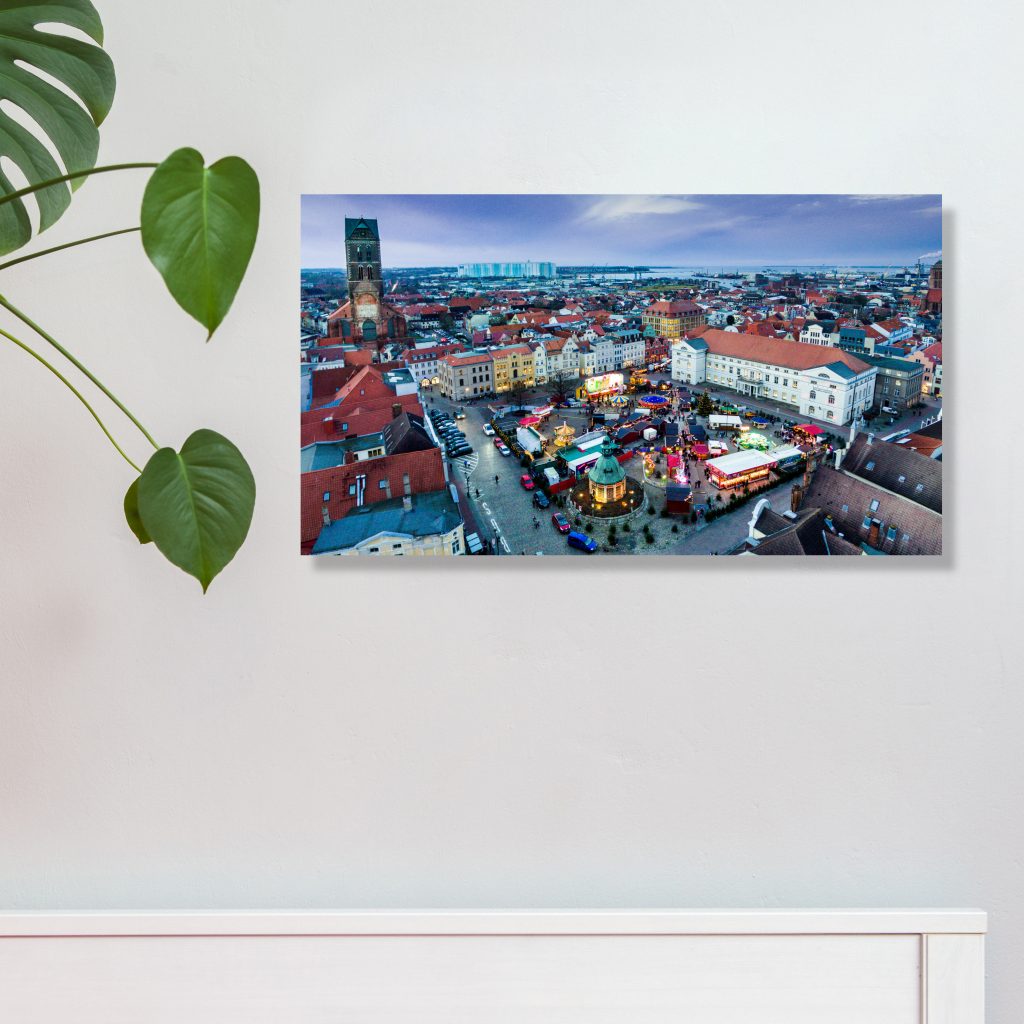 Wandbild Wismarer Weihnachtsmarkt (42 x 24 cm, Kunstdruck)