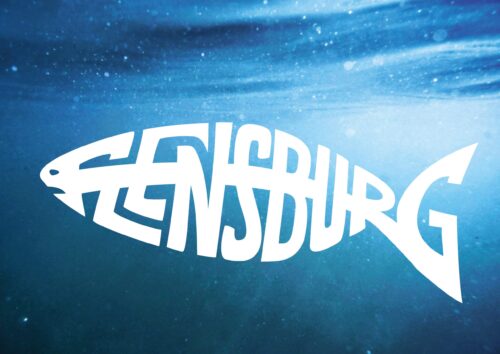Konturaufkleber Typofisch "Flensburg" (Fördefisch)